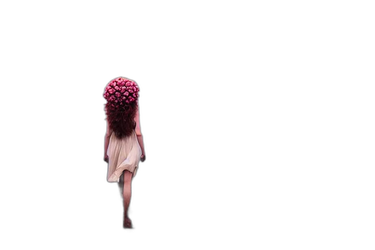 hair, dress, flower, creature, 3d render, concept art, pixel art, anime transparent PNG cut-out