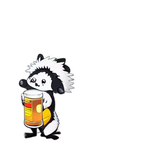 animal, cartoon, pixel art, concept art, cute, anime, skunk, character transparent PNG cut-out