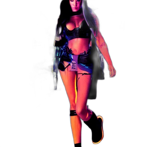 dress, concept art, 3d render, cyberpunk, pixel art, neon lights, neon, colorful transparent PNG cut-out