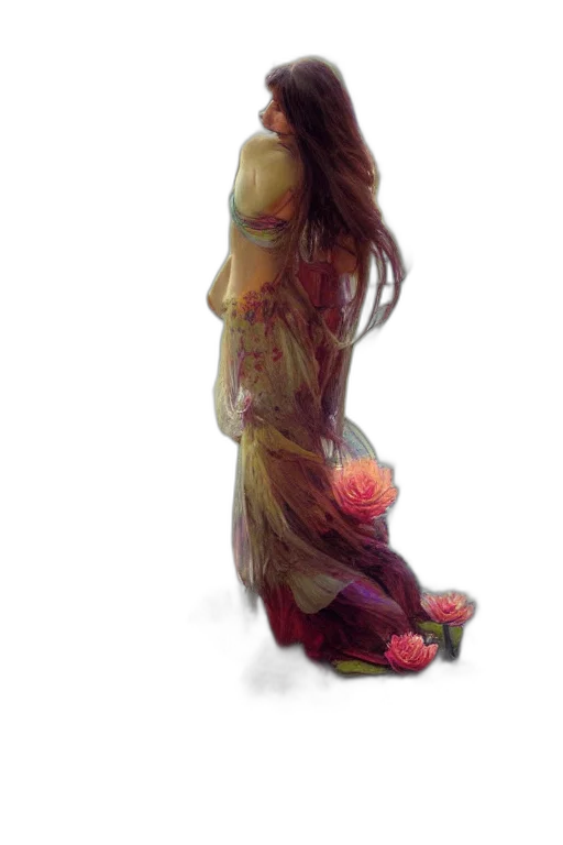 dress, flower, creature, mask transparent PNG cut-out