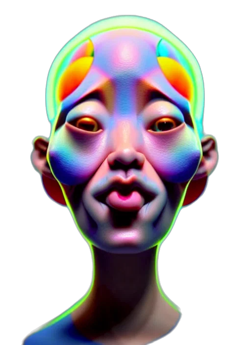 face, mask, robot, jewelry, 3d render, photorealistic, vaporwave, concept art transparent PNG cut-out