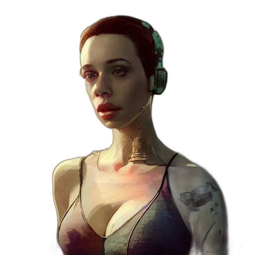 dress, robot, face, staff transparent PNG cut-out