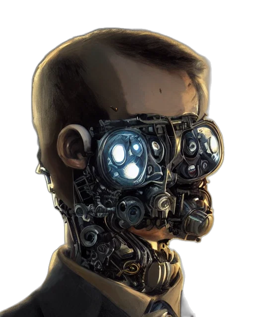 robot, face, mask, cyberpunk transparent PNG cut-out