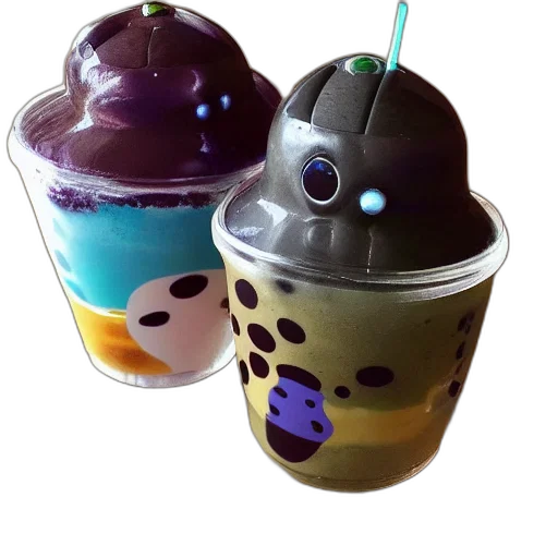 food, 3d render, vaporwave, photorealistic, boba, fat transparent PNG cut-out