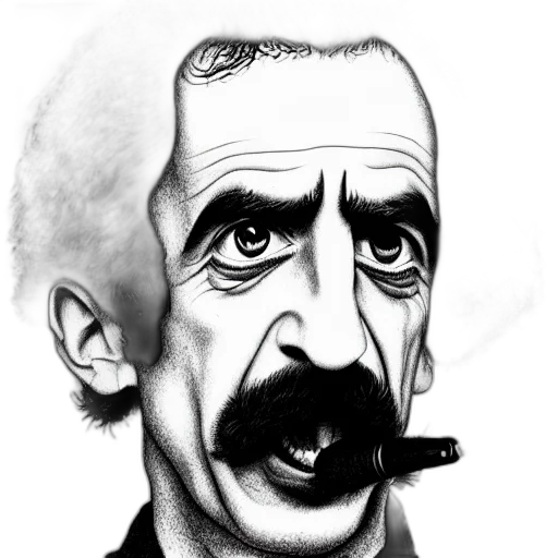 face, staff, cartoon, photorealistic, pencil sketch, comic book art, black, white transparent PNG cut-out