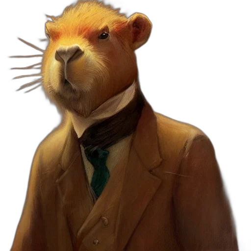 staff, jacket, animal, concept art, photorealistic, fantasy art, oil painting, portrait transparent PNG cut-out