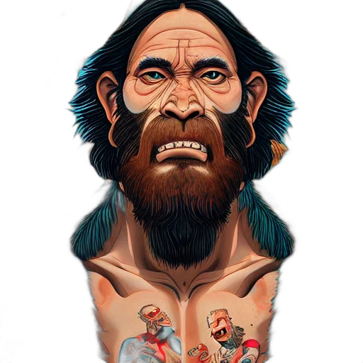 face, comic book art, concept art, fantasy art, photorealistic, jesus, ape, realistic transparent PNG cut-out