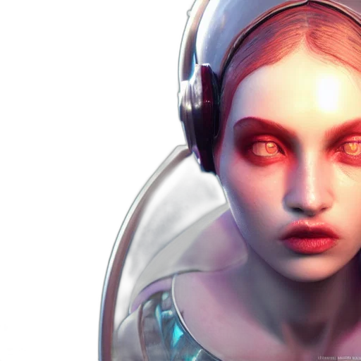 robot, face, concept art, cyberpunk, 3d render, fantasy art, outer space, neon lights transparent PNG cut-out