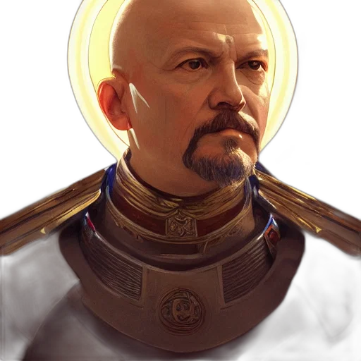face, staff, robot, crown, fantasy art, photorealistic, concept art, comic book art transparent PNG cut-out