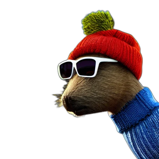 hat, animal, jacket, staff transparent PNG cut-out