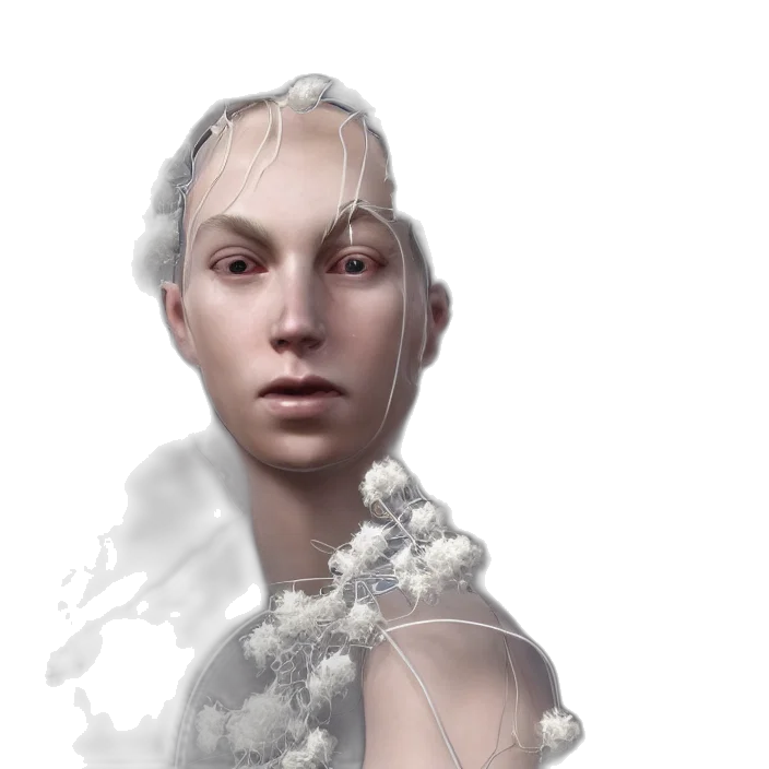 face, robot, mask, jewelry, 3d render, photorealistic, concept art, fantasy art transparent PNG cut-out