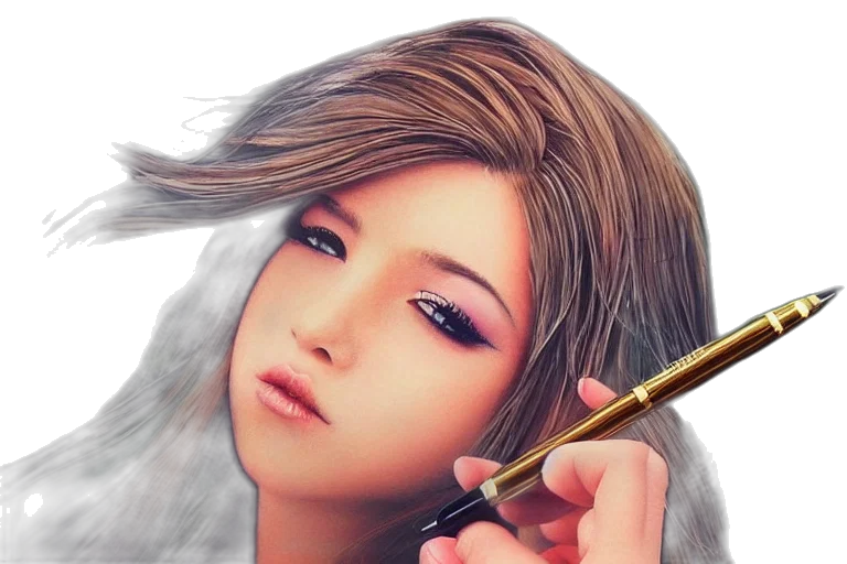 hair, staff, face, weapon, photorealistic, anime, fantasy art, oil painting transparent PNG cut-out