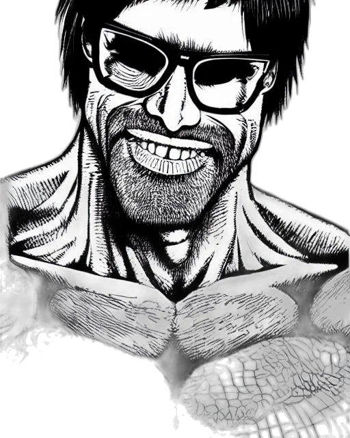 face, comic book art, cartoon, photorealistic transparent PNG cut-out