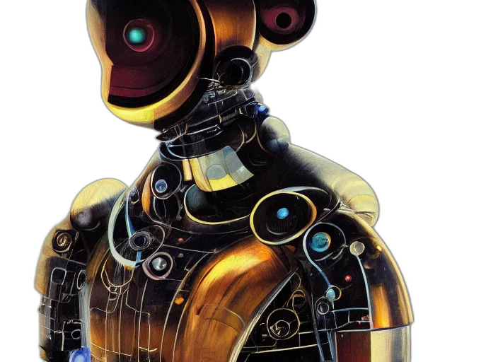 robot, concept art, cyberpunk, 3d render, golden, portrait, cyber, dog transparent PNG cut-out