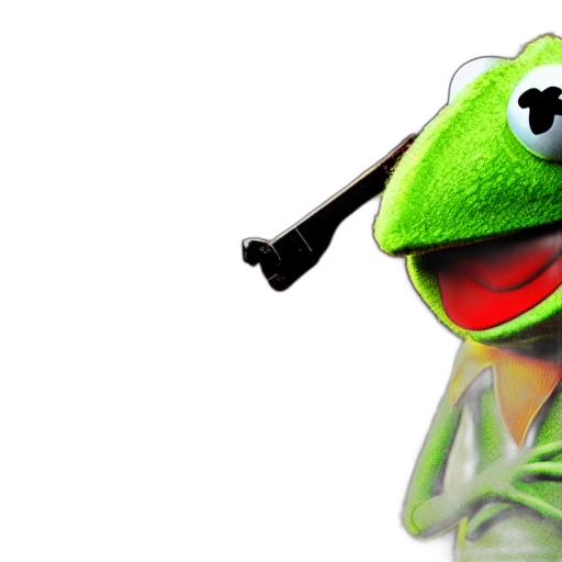 staff, animal, weapon, face, photorealistic, 3d render, kermit, frog transparent PNG cut-out