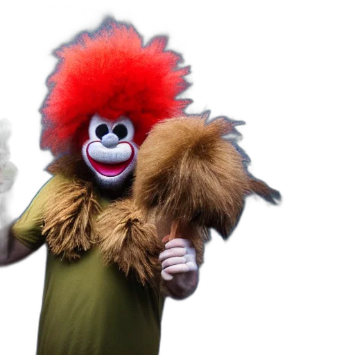 mask, creature, animal, jacket, portrait, photo, shaggy, bigfoot transparent PNG cut-out