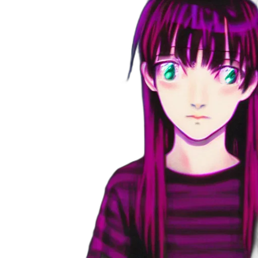 face, creature, robot, hair, anime, pixel art, cartoon, 3d render transparent PNG cut-out