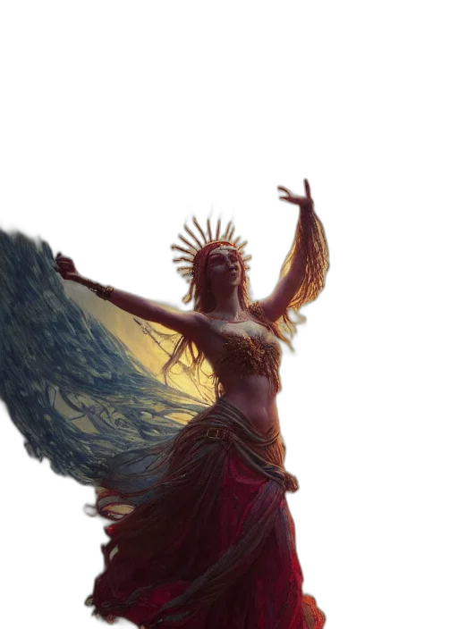 dress, staff, crown, concept art transparent PNG cut-out