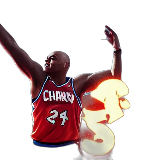 3d render, concept art, charles, barkley, chaos, dunk, uhd, unreal transparent PNG cut-out