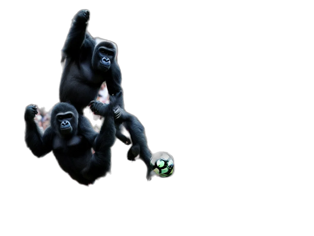 animal, creature, concept art, 3d render, photorealistic, pixel art, gorilla, jumping transparent PNG cut-out