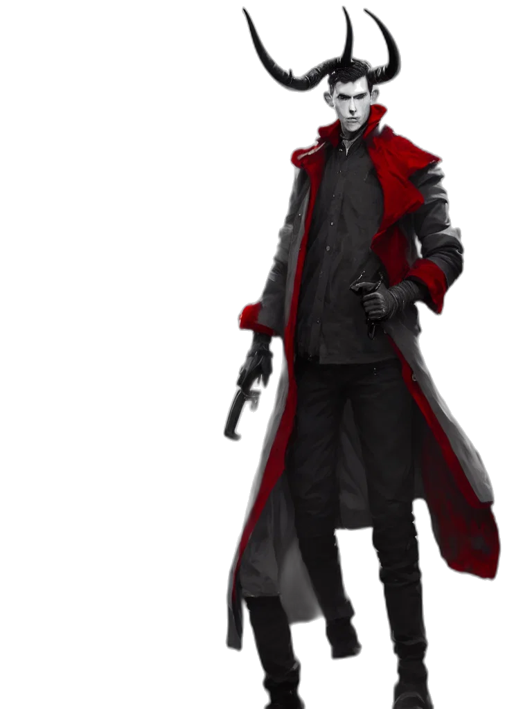 jacket, staff, weapon, mask transparent PNG cut-out