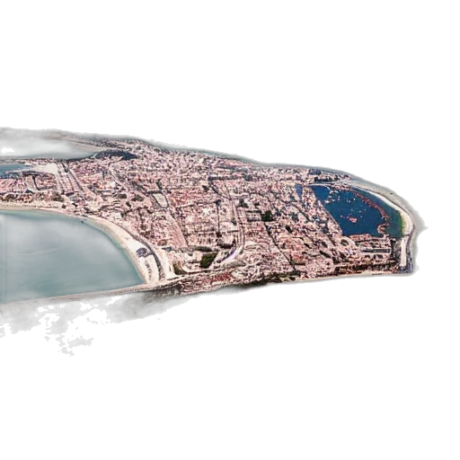 3d render, île, viewed, plane transparent PNG cut-out