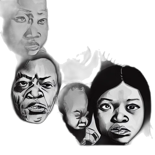 face, photorealistic, comic book art, cartoon, concept art, poster, design, miserable transparent PNG cut-out