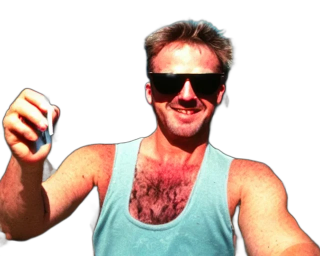 staff, weapon, selfie, content, bloke, wearing, tank, top transparent PNG cut-out