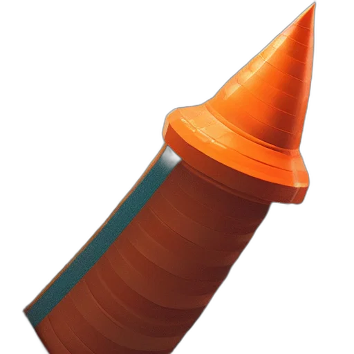 weapon, hat, umbrella, crown, 3d render, photorealistic, concept art, orange transparent PNG cut-out