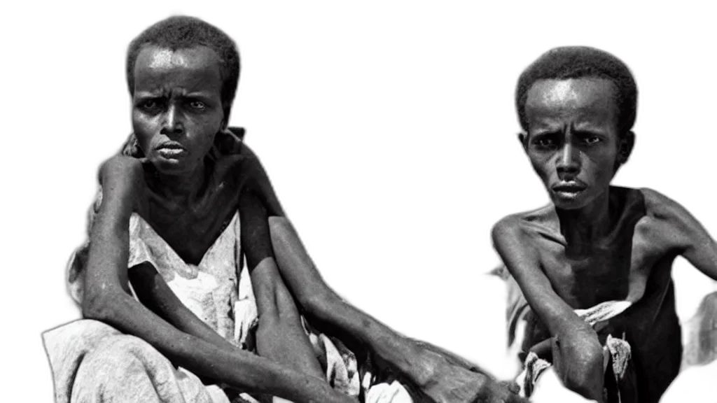 photorealistic, ethiopian, famine, drought transparent PNG cut-out