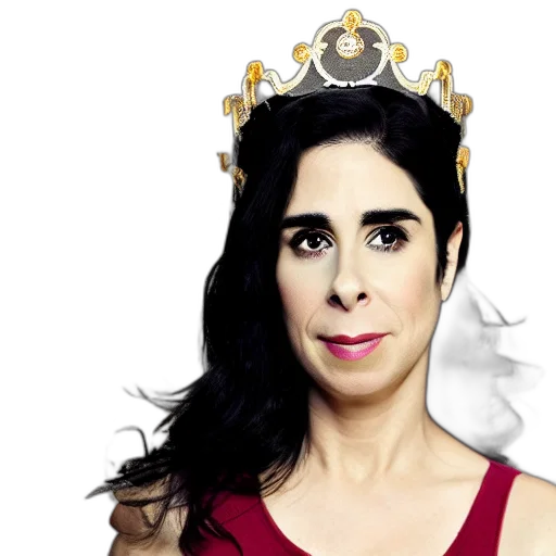 crown, portrait, sarah, silverman, wearing, detailed transparent PNG cut-out