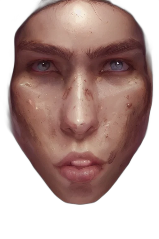 face, mask, robot, creature, photorealistic, concept art, fantasy art, 3d render transparent PNG cut-out