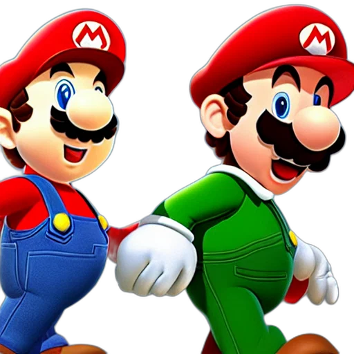 3d render, concept art, photorealistic, pixel art, mario, luigi, photo, shoot transparent PNG cut-out