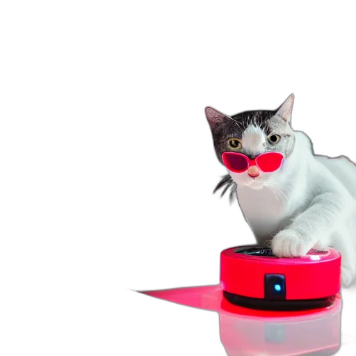 robot, 3d render, white, cat transparent PNG cut-out