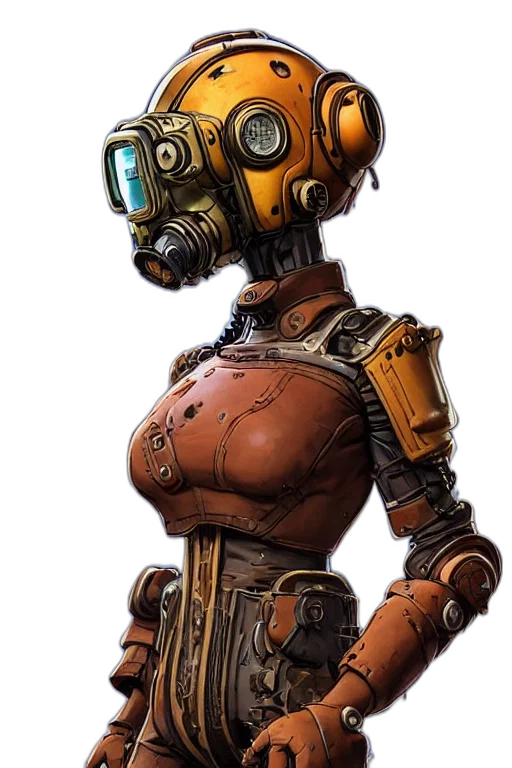 robot, face, dress, weapon transparent PNG cut-out
