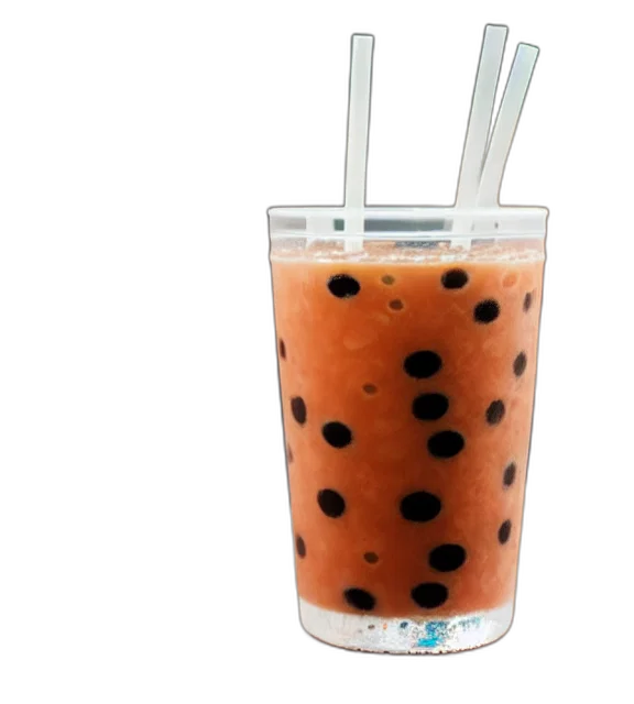 food, 3d render, photorealistic, photo, close, glass, boba, tea transparent PNG cut-out