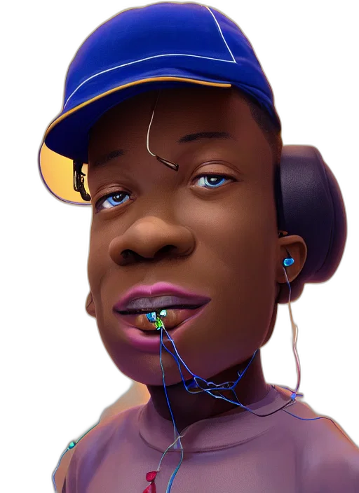 face, hat, robot, staff, concept art, photorealistic, cartoon, 3d render transparent PNG cut-out