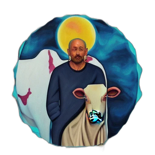 jacket, concept art, painting, theme, elon, musk, cow, inner transparent PNG cut-out