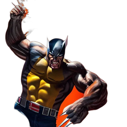 comic book art, concept art, 3d render, photorealistic, wolverine, striking, pose, alex transparent PNG cut-out