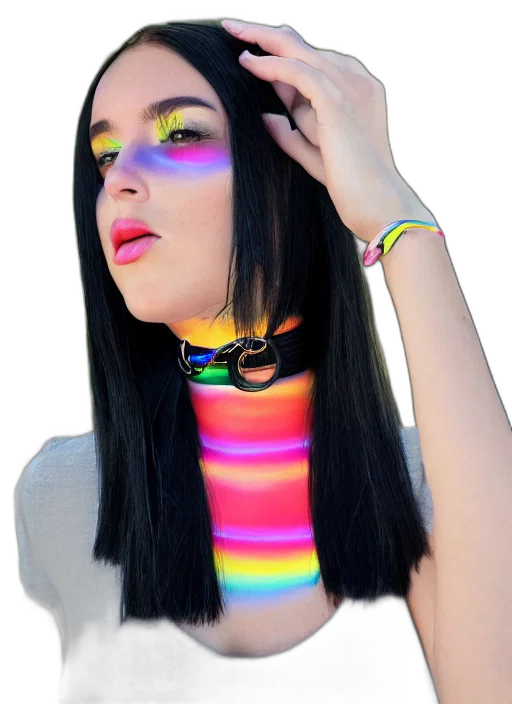 jewelry, hair, staff, hat, cyberpunk, vaporwave, 3d render, photorealistic transparent PNG cut-out