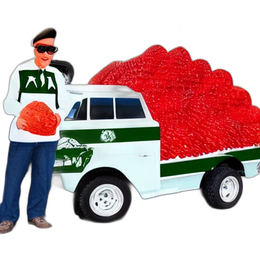 car, food, 3d render, melon transparent PNG cut-out