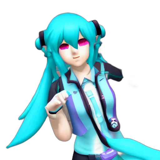staff, robot, weapon, jacket, 3d render, concept art, vaporwave, anime transparent PNG cut-out