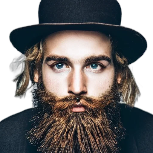 hat, hair, face, photorealistic, beautiful, portrait, man, beard transparent PNG cut-out