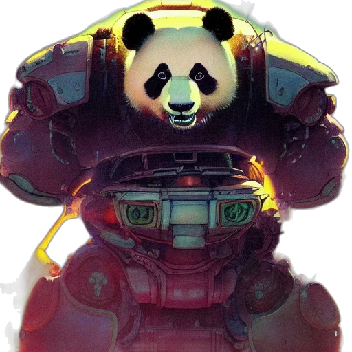 robot, animal, car, concept art, comic book art, 3d render, photorealistic, panda transparent PNG cut-out