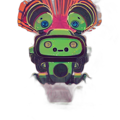 robot, mask, creature, face, concept art, 3d render, cyberpunk, pixel art transparent PNG cut-out