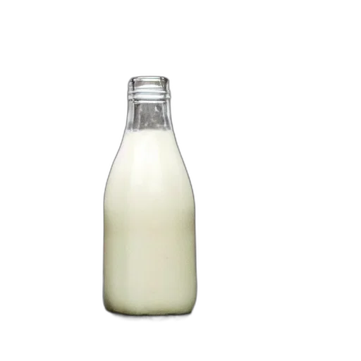 bottle, food, animal, hair, 3d render, photorealistic, milk, inside transparent PNG cut-out