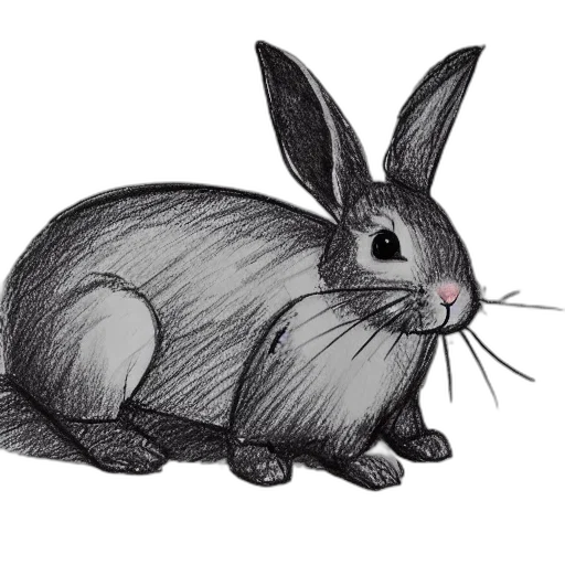 animal, creature, pencil sketch, photorealistic, cartoon, concept art, sketch, rabbit transparent PNG cut-out