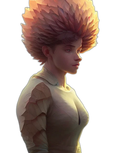 hair, crown, face, creature, concept art, fantasy art, pixel art, cyberpunk transparent PNG cut-out