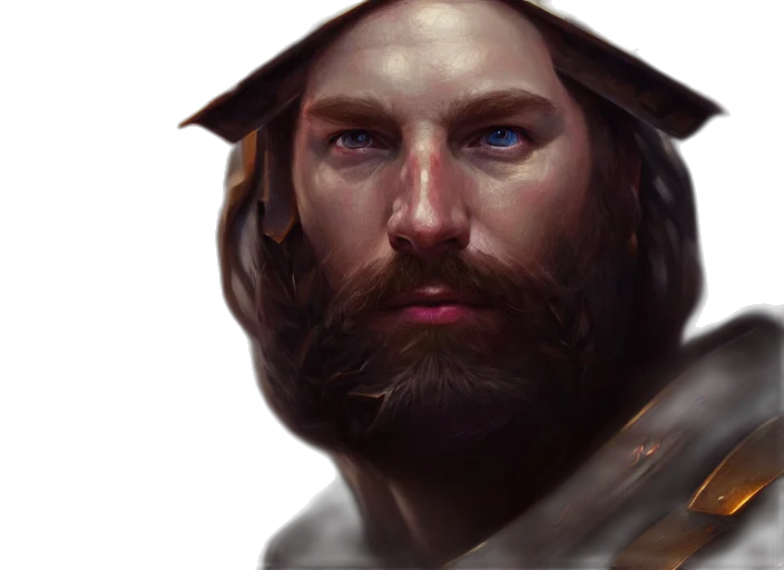 face, sword, fantasy art, photorealistic, concept art, oil painting, hyperrealistic, portrait transparent PNG cut-out