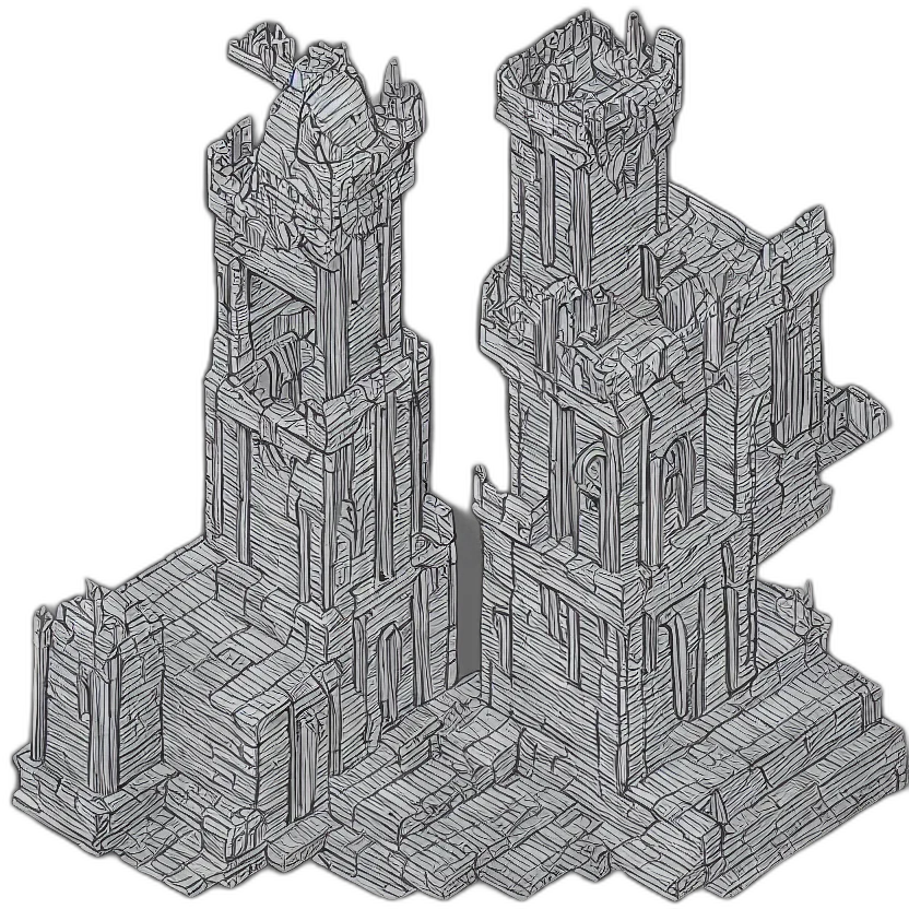 building, crown, furniture, 3d render, concept art, pixel art, fantasy art, isometric transparent PNG cut-out